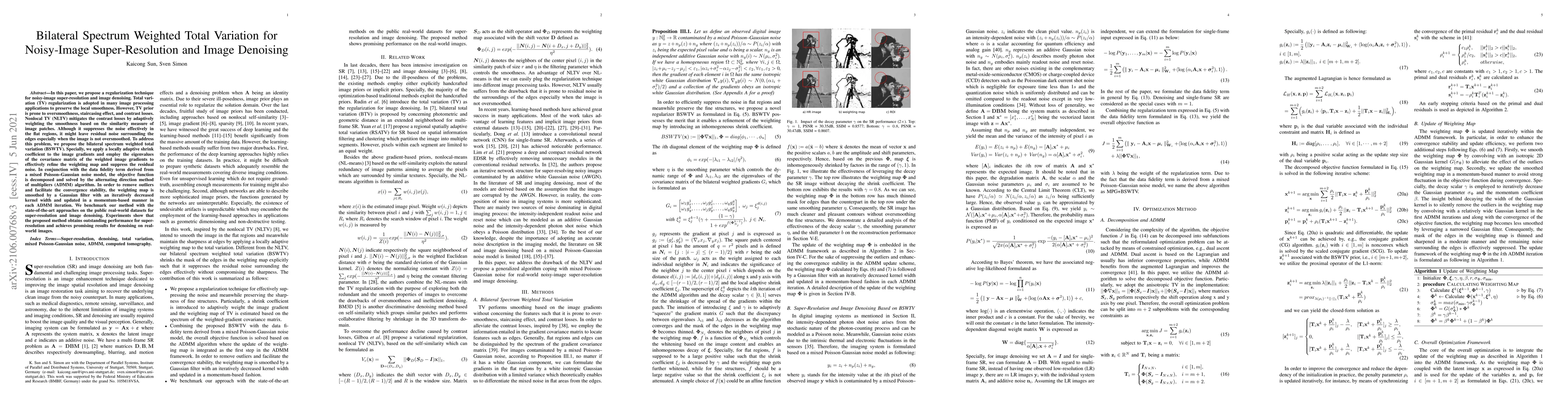 Thumbnail for Bilateral Spectrum Weighted Total Variation for Noisy-Image
  Super-Resolution and Image Denoising