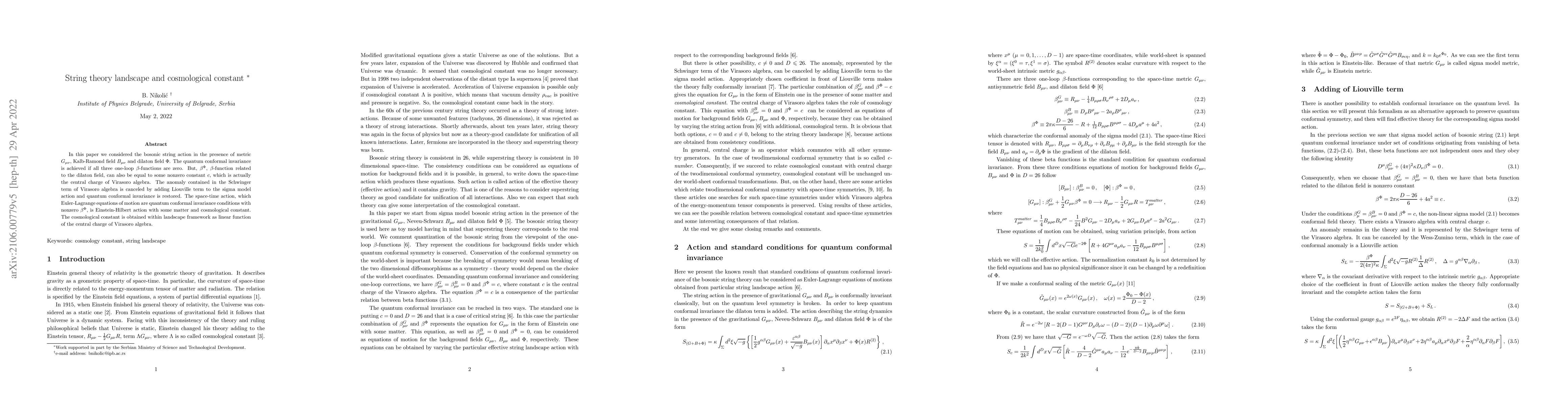 Thumbnail for String theory landscape and cosmological constant