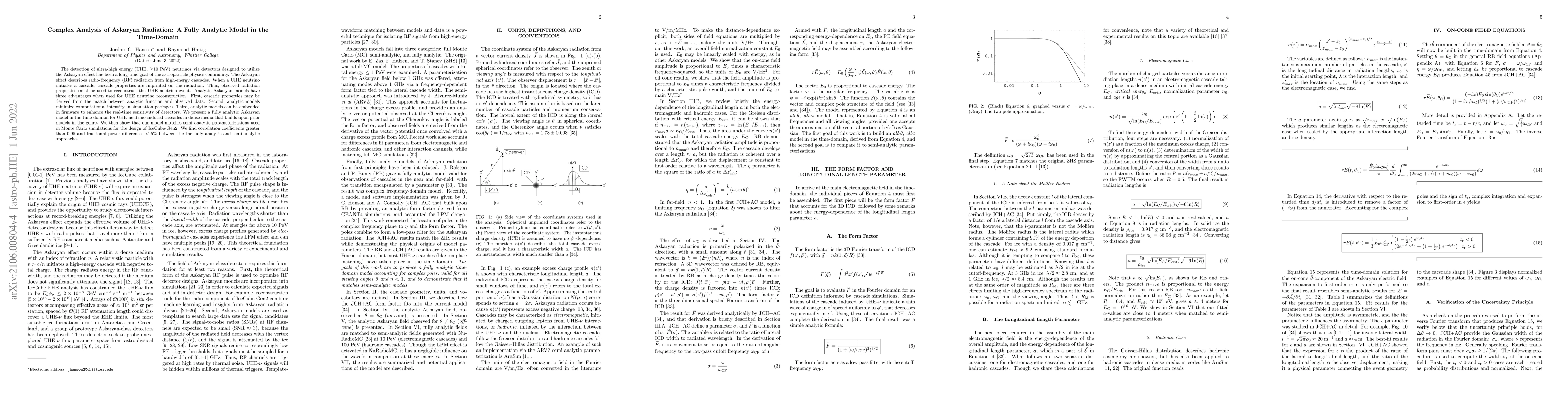 Thumbnail for Complex Analysis of Askaryan Radiation: A Fully Analytic Model in the
  Time-Domain