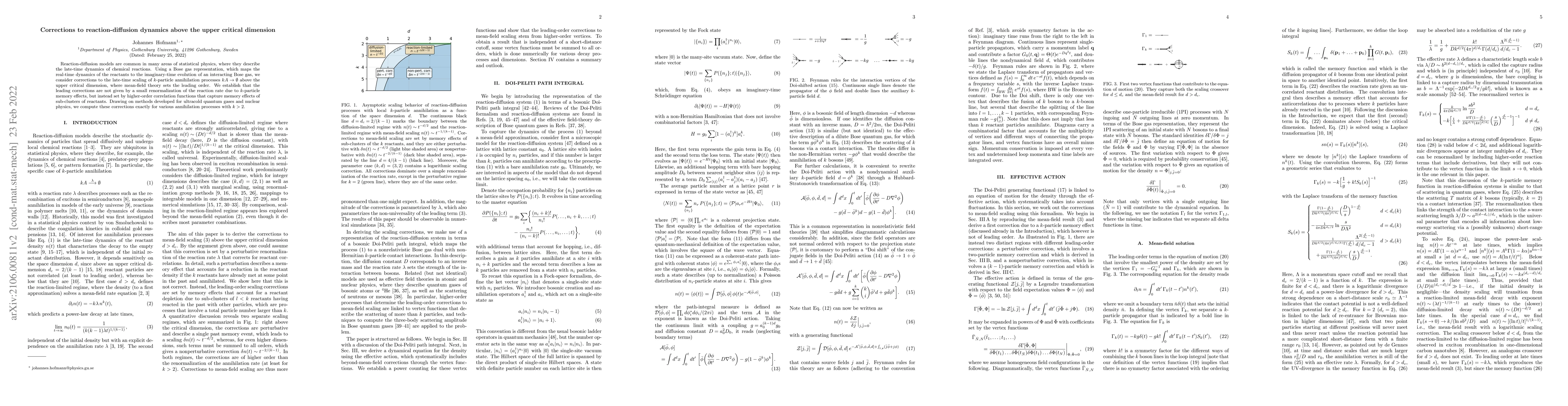 Thumbnail for Corrections to reaction-diffusion dynamics above the upper critical
  dimension
