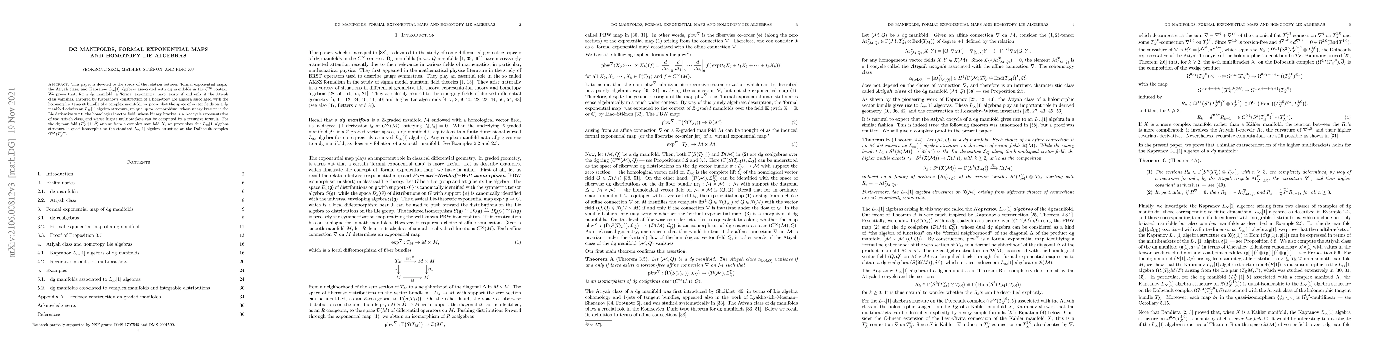 Thumbnail for Dg manifolds, formal exponential maps and homotopy Lie algebras