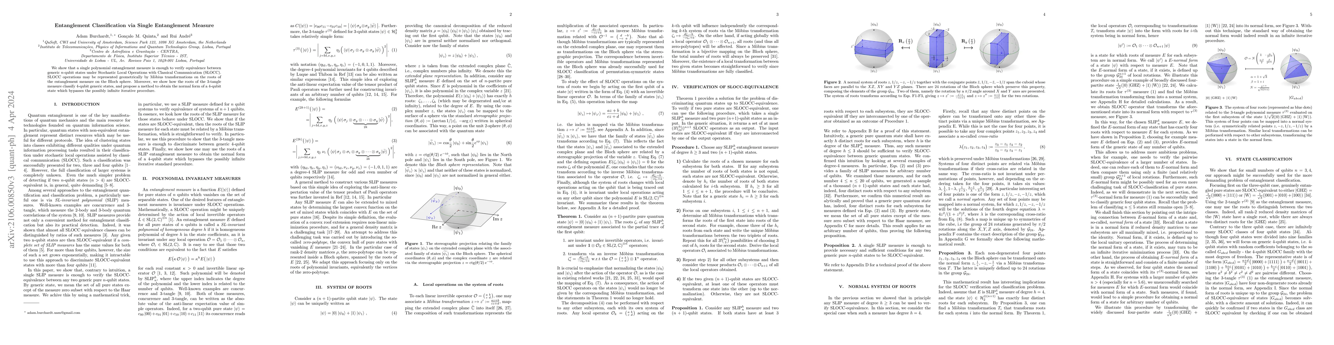 Thumbnail for Entanglement Classification via Single Entanglement Measure