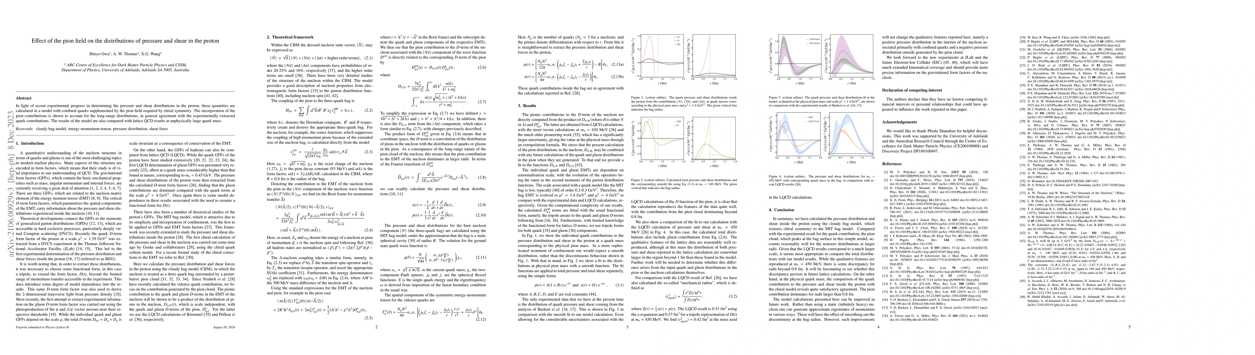 Thumbnail for Effect of the pion field on the distributions of pressure and shear in
  the proton