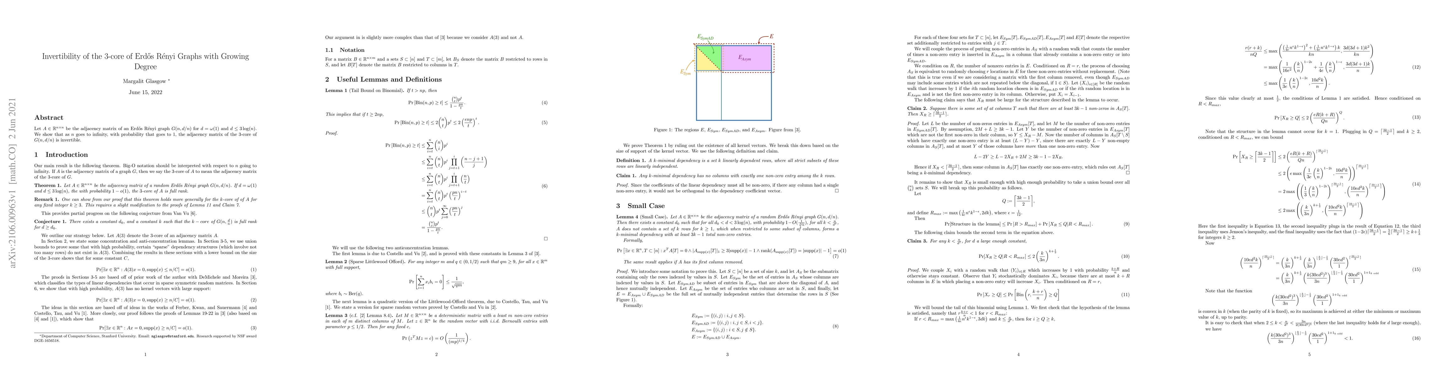 Thumbnail for Invertibility of the 3-core of Erdos Renyi Graphs with Growing Degree