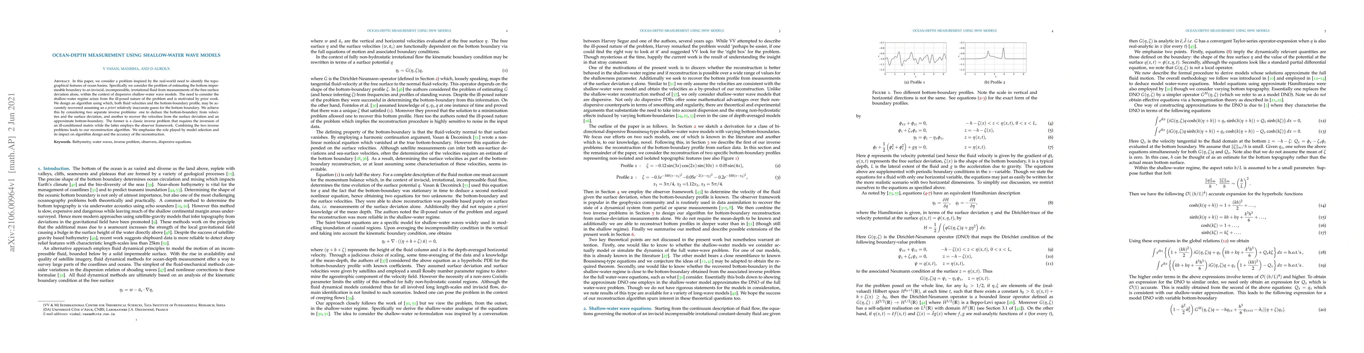 Thumbnail for Ocean-depth measurement using shallow-water wave models