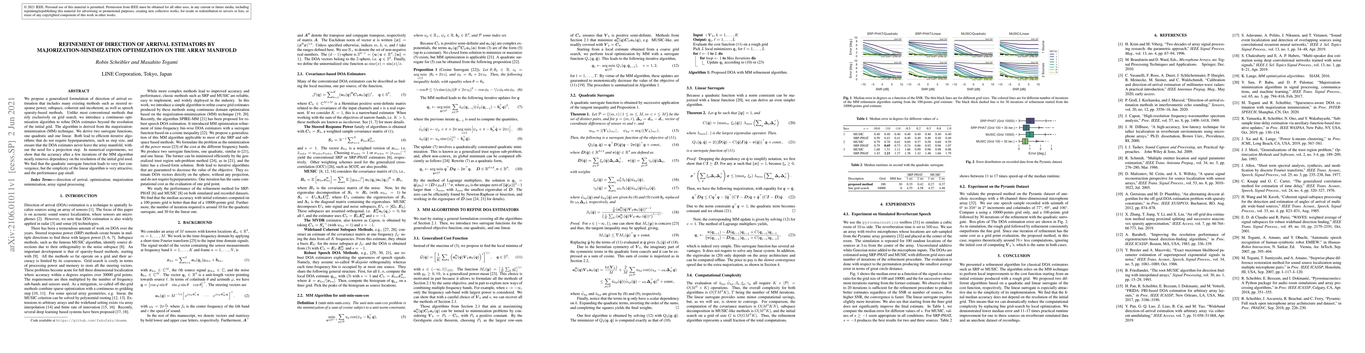 Thumbnail for Refinement of Direction of Arrival Estimators by
  Majorization-Minimization Optimization on the Array Manifold