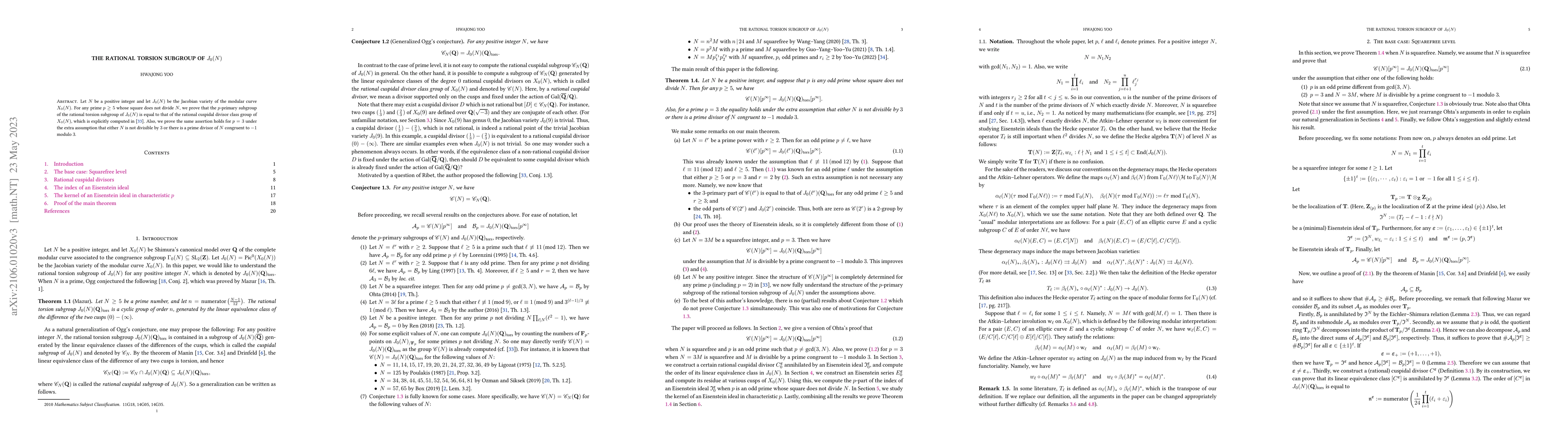 Thumbnail for The rational torsion subgroup of $J_0(N)$