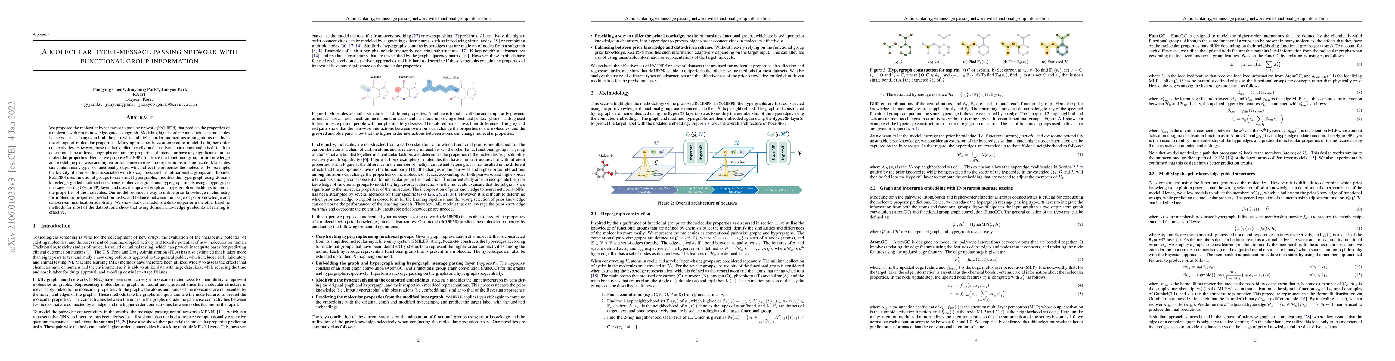 Thumbnail for A Molecular Hyper-message Passing Network with Functional Group
  Information