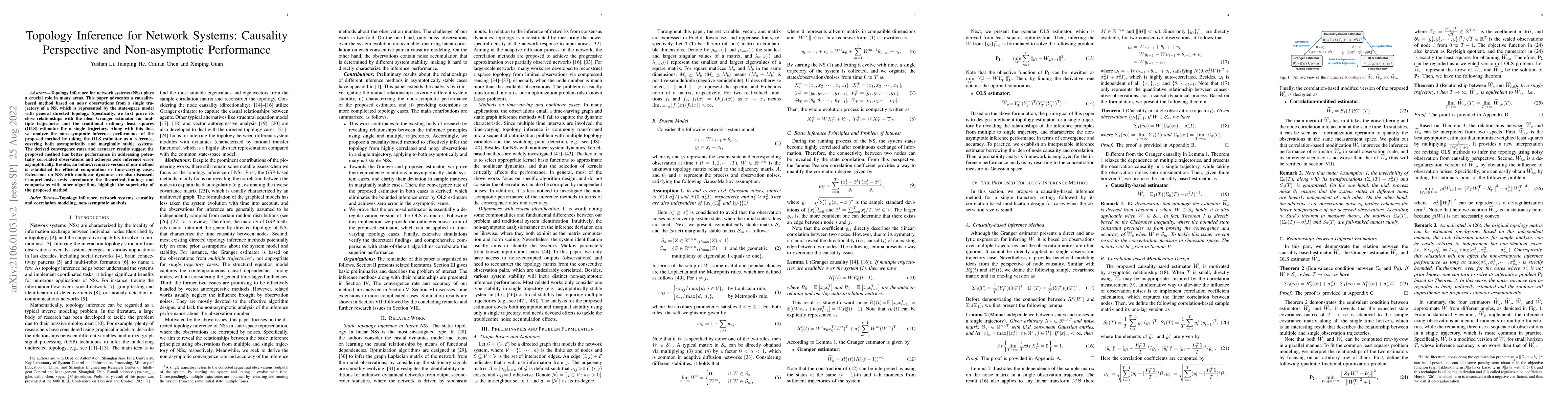 Thumbnail for Topology Inference for Network Systems: Causality Perspective and
  Non-asymptotic Performance
