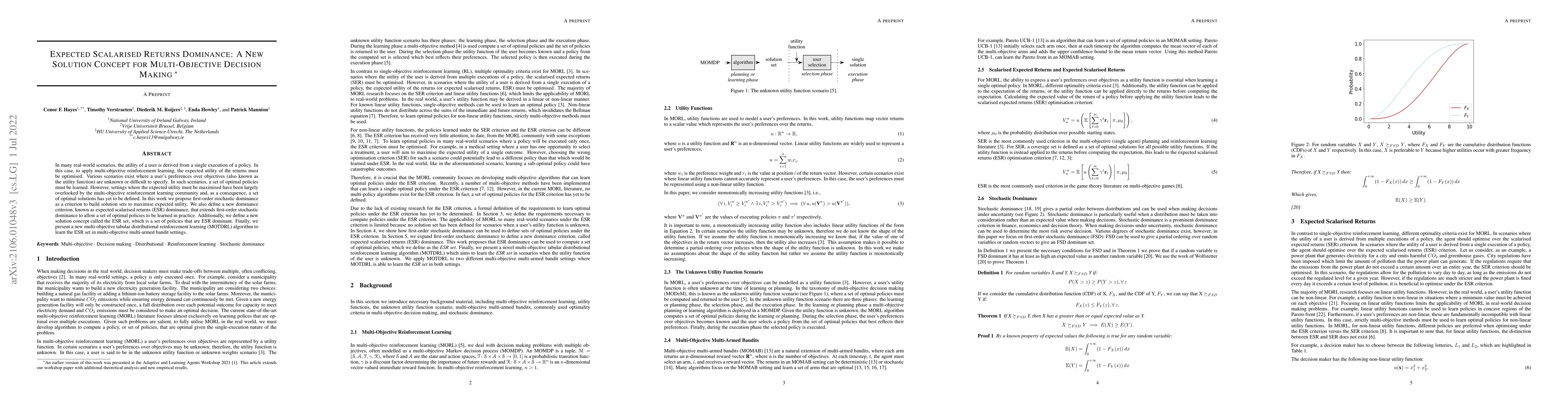 Thumbnail for Expected Scalarised Returns Dominance: A New Solution Concept for
  Multi-Objective Decision Making