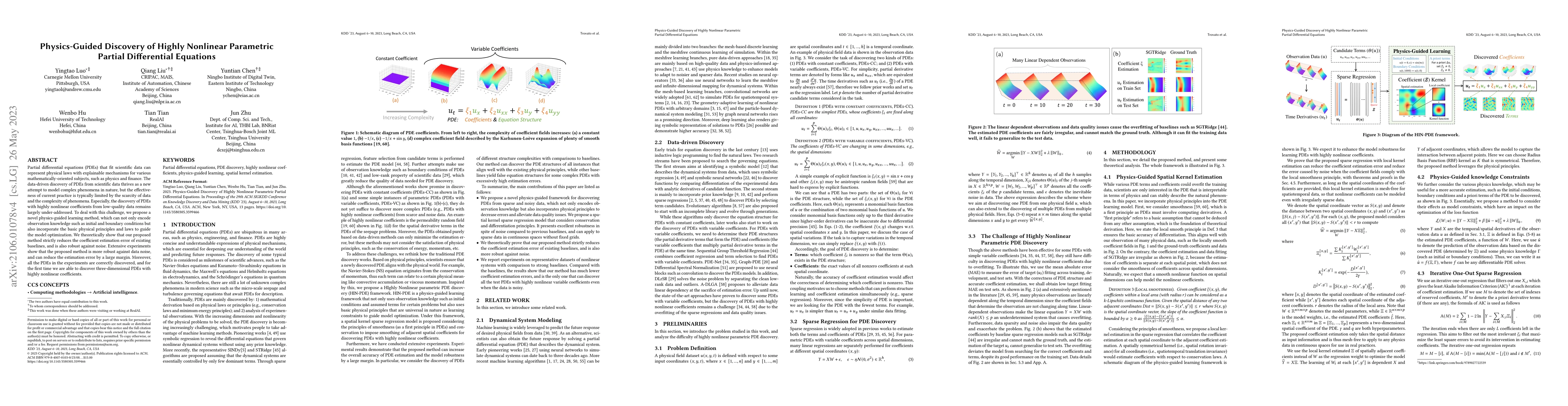 Thumbnail for Physics-Guided Discovery of Highly Nonlinear Parametric Partial
  Differential Equations