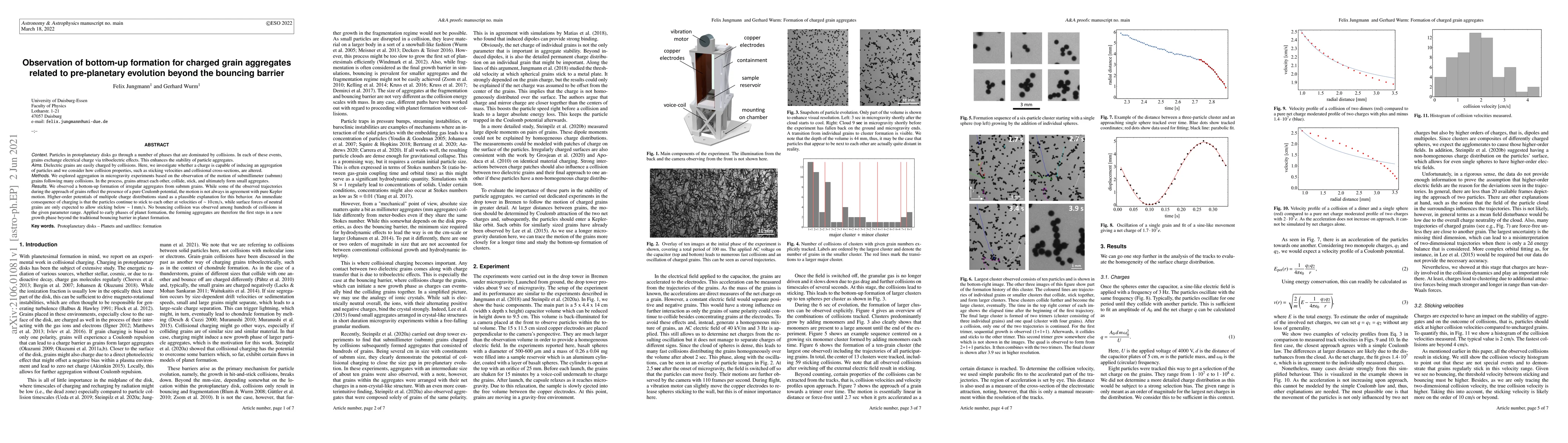 Thumbnail for Observation of bottom-up formation for charged grain aggregates related
  to pre-planetary evolution beyond the bouncing barrier