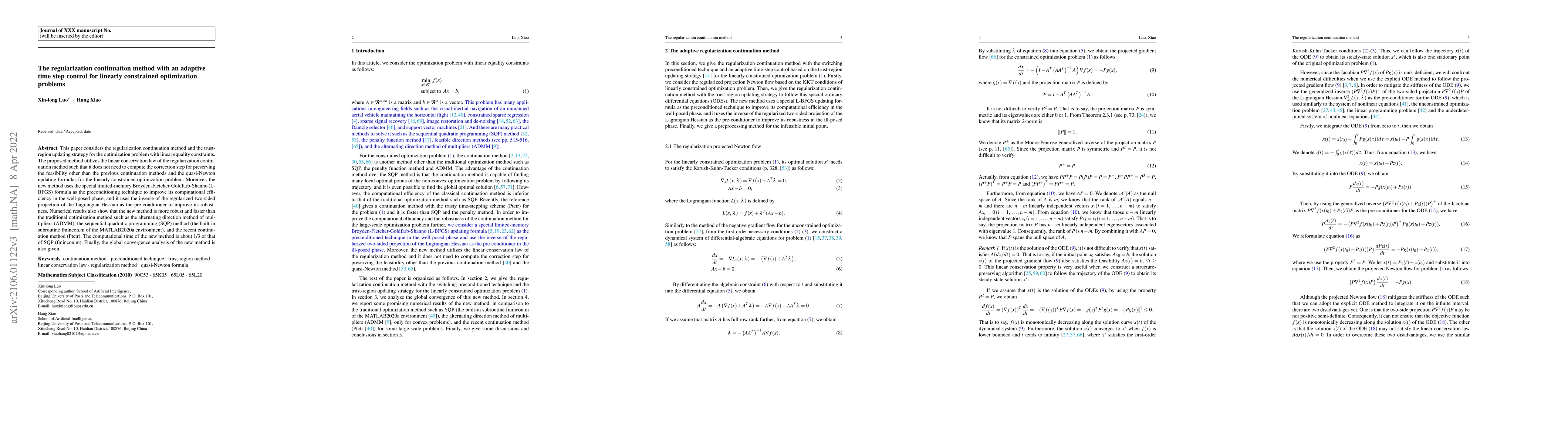 Thumbnail for The regularization continuation method with an adaptive time step
  control for linearly constrained optimization problems