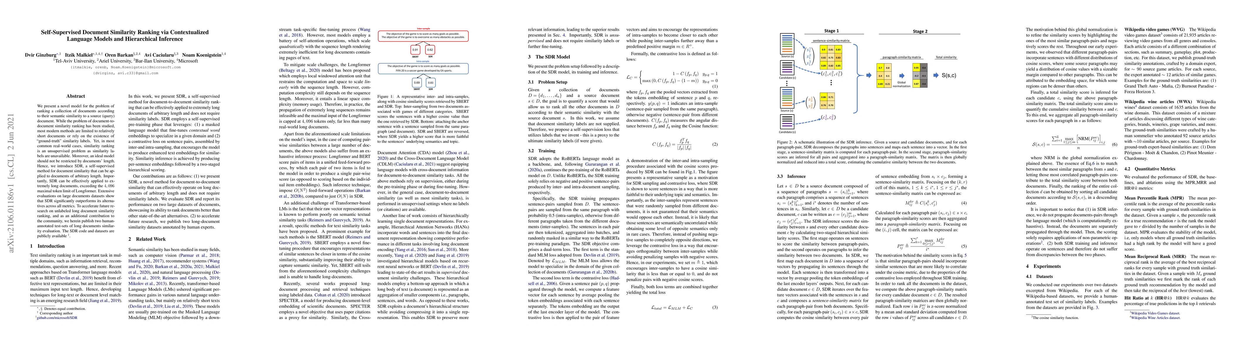 Thumbnail for Self-Supervised Document Similarity Ranking via Contextualized Language
  Models and Hierarchical Inference