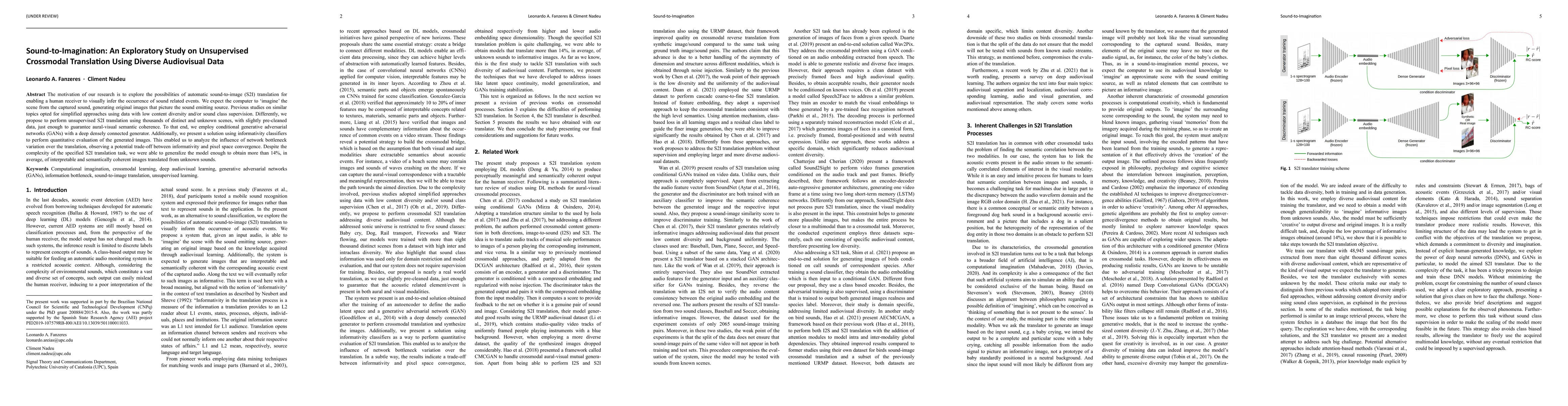 Thumbnail for Sound-to-Imagination: An Exploratory Study on Unsupervised Crossmodal
  Translation Using Diverse Audiovisual Data