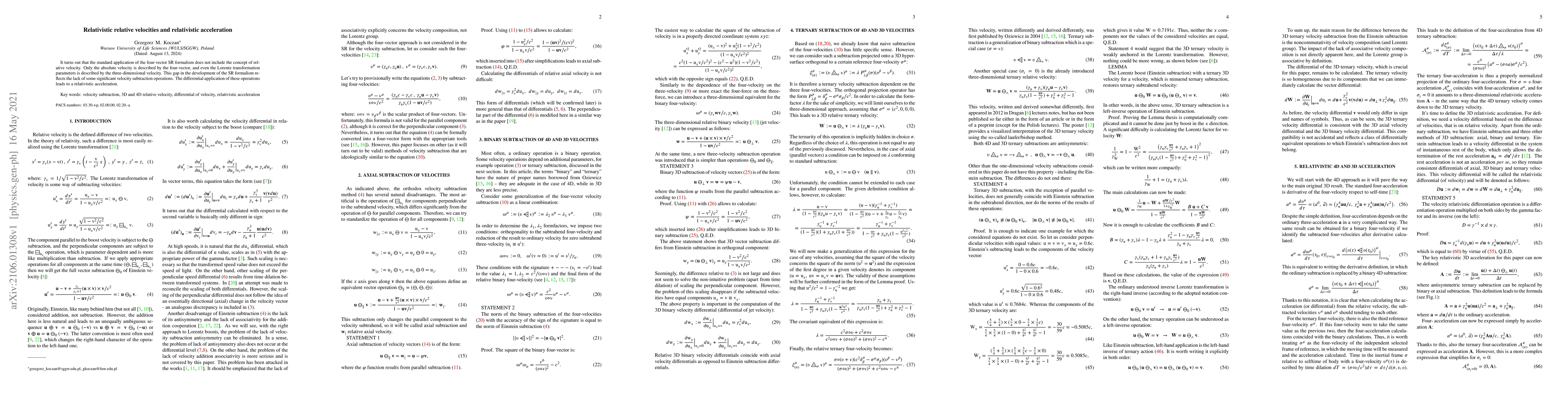 Thumbnail for Relativistic relative velocities and relativistic acceleration