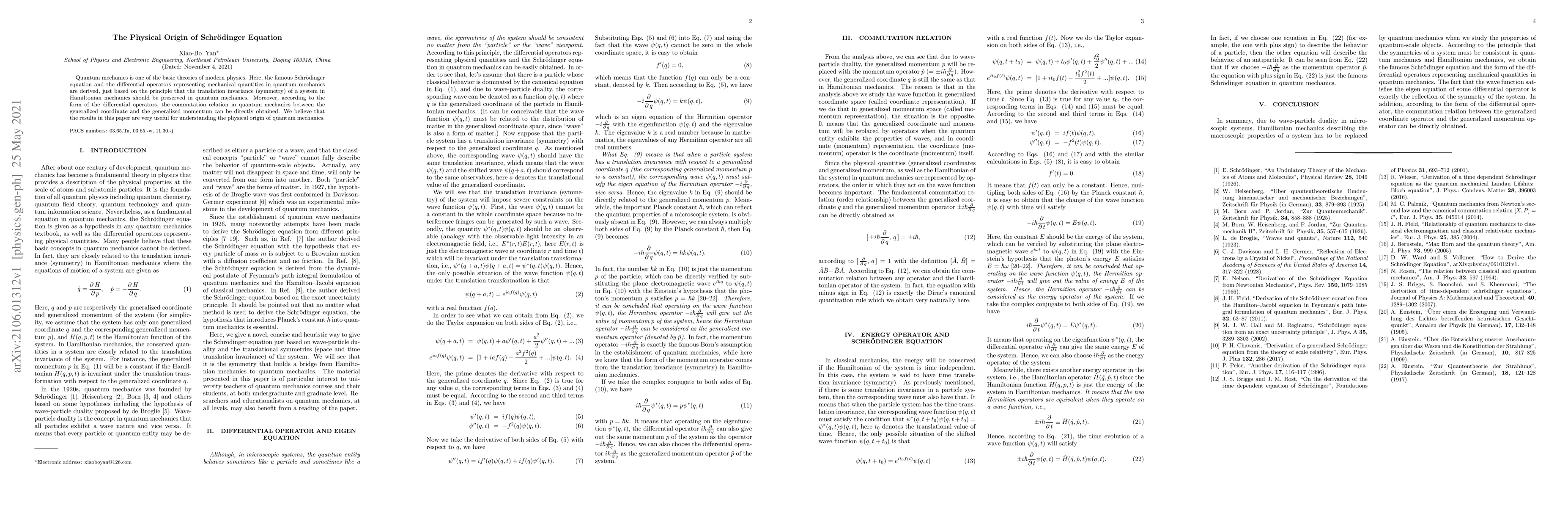 Thumbnail for The Physical Origin of Schr\"odinger Equation