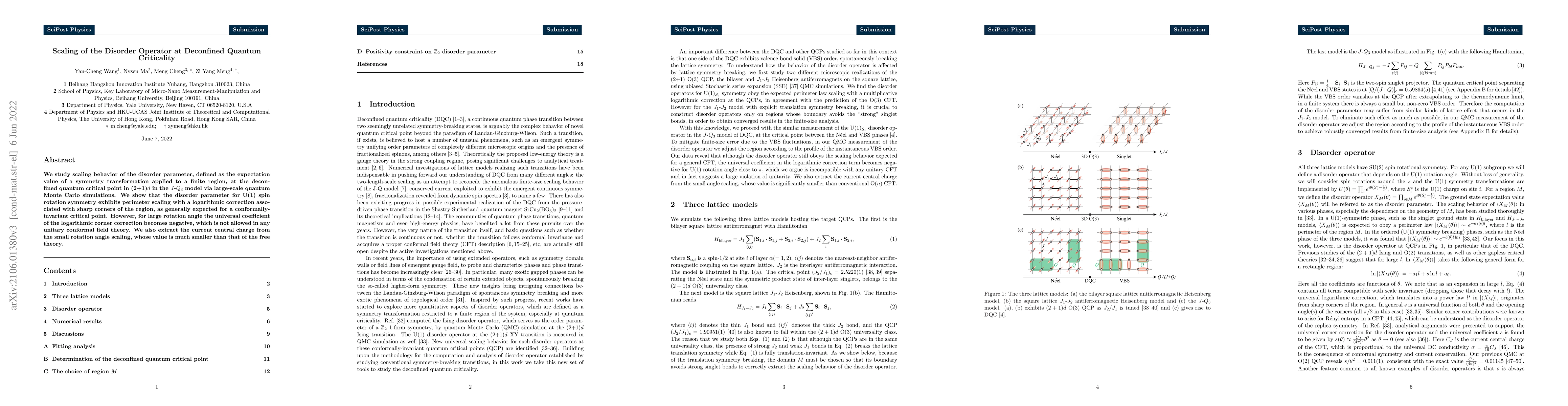 Thumbnail for Scaling of disorder operator at deconfined quantum criticality