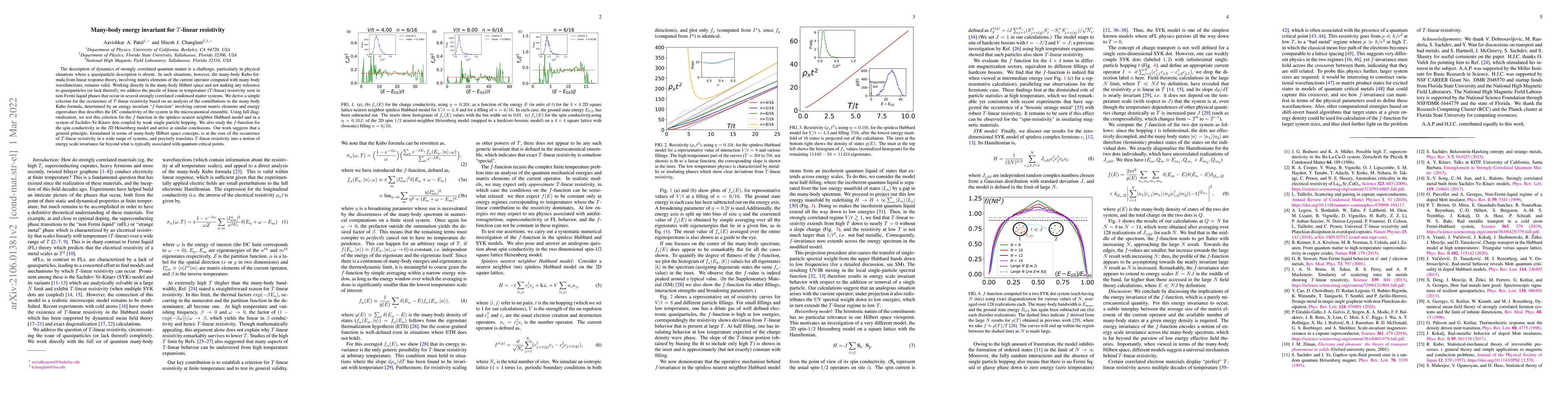 Thumbnail for Many-body energy invariant for $T$-linear resistivity