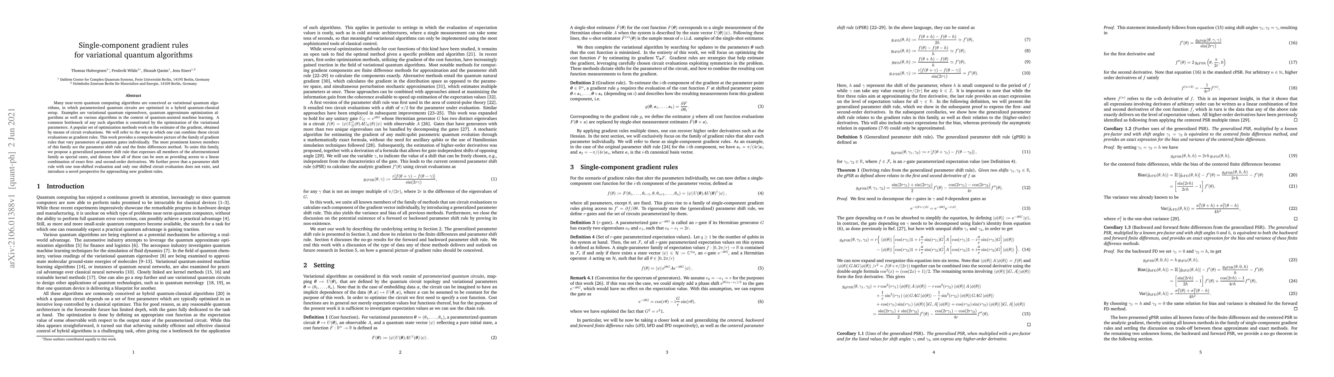 Thumbnail for Single-component gradient rules for variational quantum algorithms