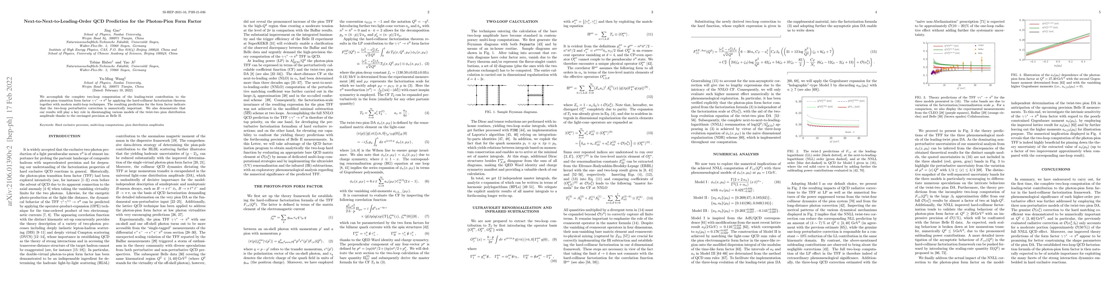 Thumbnail for Next-to-Next-to-Leading-Order QCD Prediction for the Photon-Pion Form
  Factor