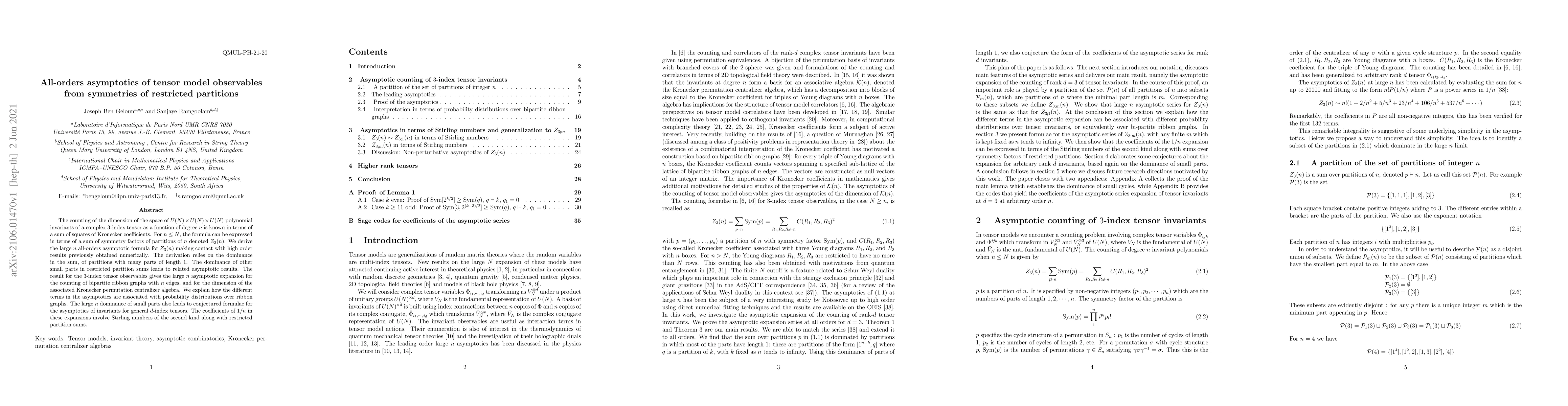 Thumbnail for All-orders asymptotics of tensor model observables from symmetries of
  restricted partitions