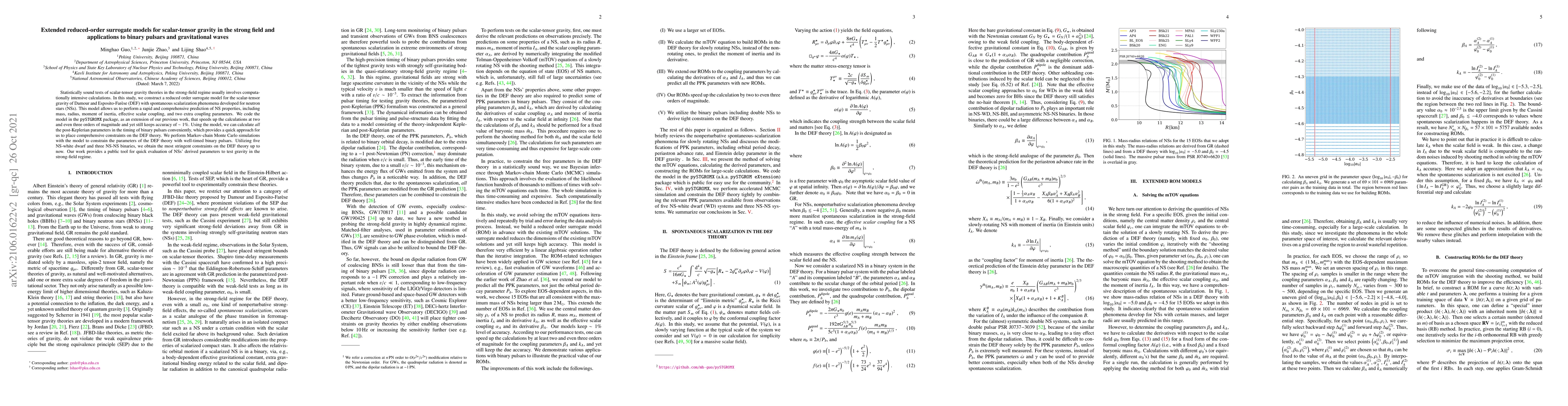 Thumbnail for Extended reduced-order surrogate models for scalar-tensor gravity in the
  strong field and applications to binary pulsars and gravitational waves