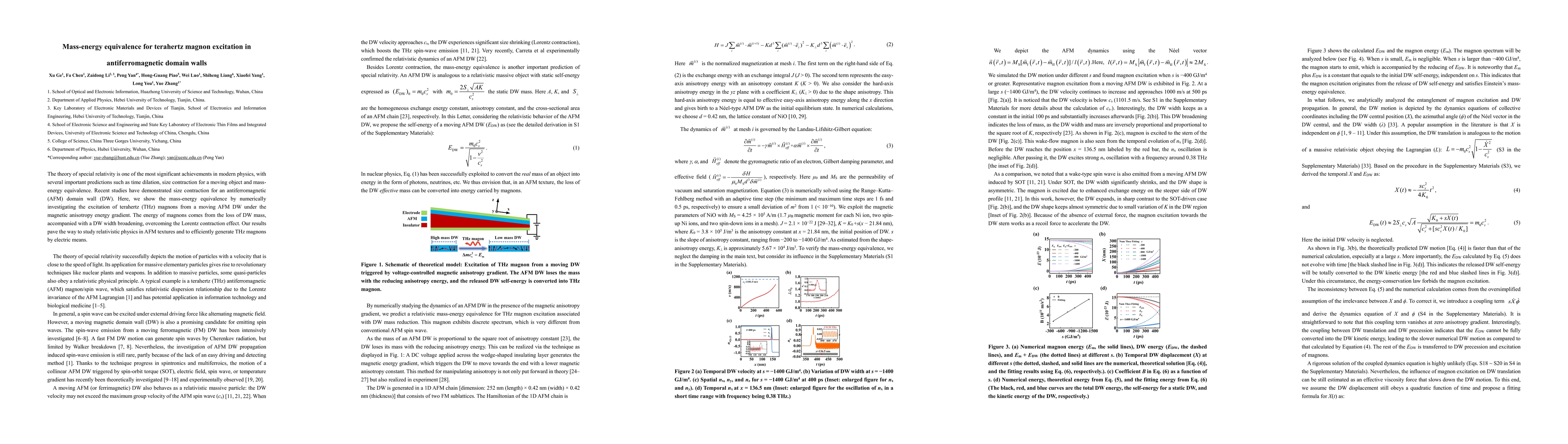 Thumbnail for Mass-energy equivalence for terahertz magnon excitation in
  antiferromagnetic domain walls