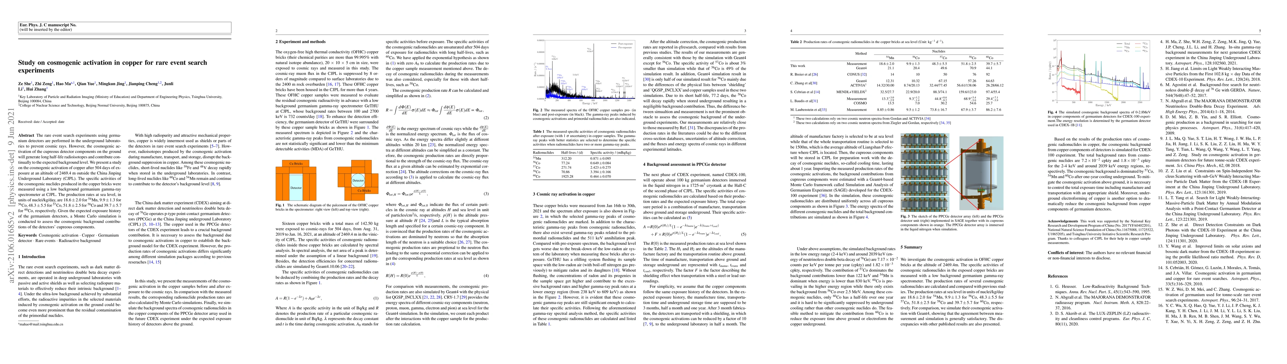 Thumbnail for Study on cosmogenic activation in copper for rare event search
  experiments