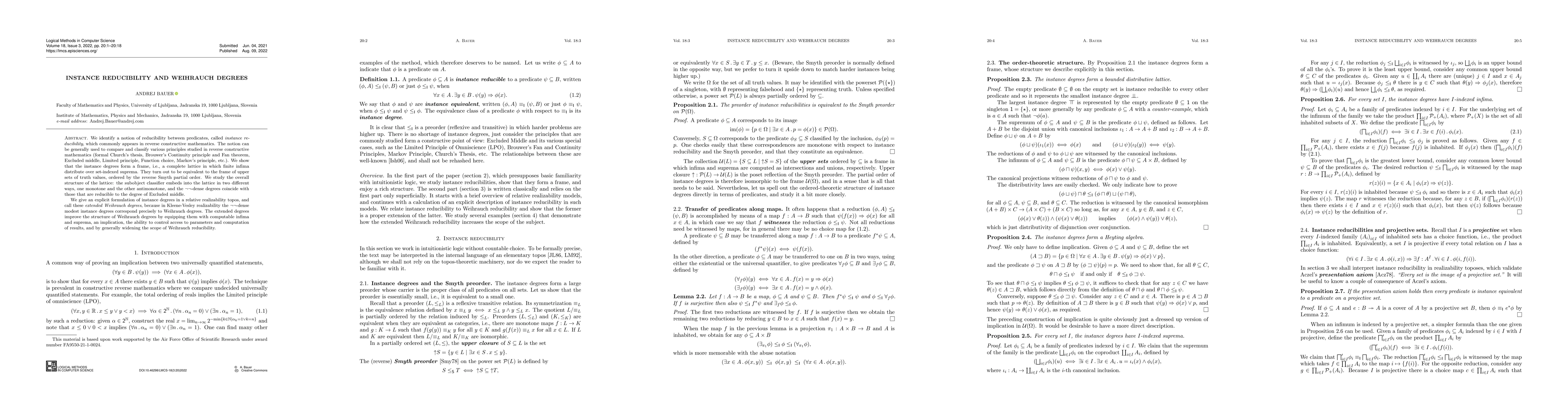 Thumbnail for Instance reducibility and Weihrauch degrees