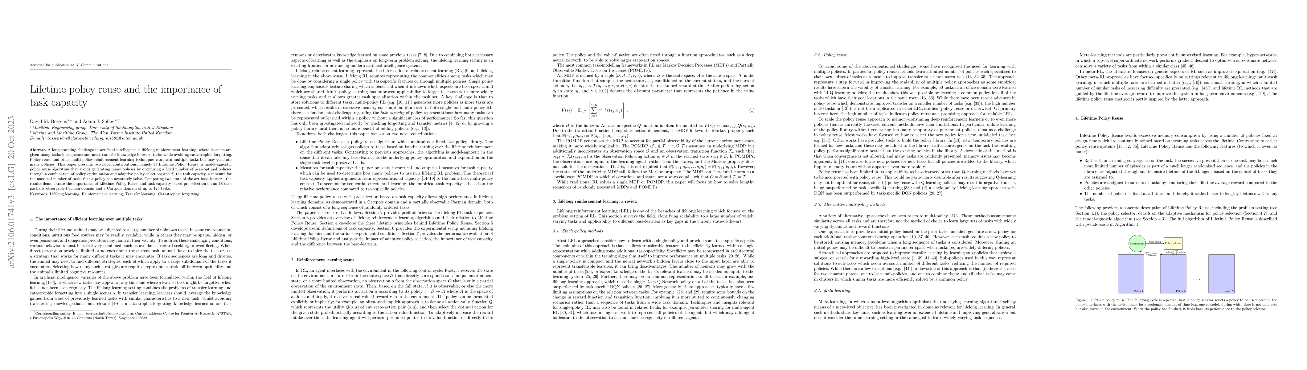 Thumbnail for Lifetime policy reuse and the importance of task capacity