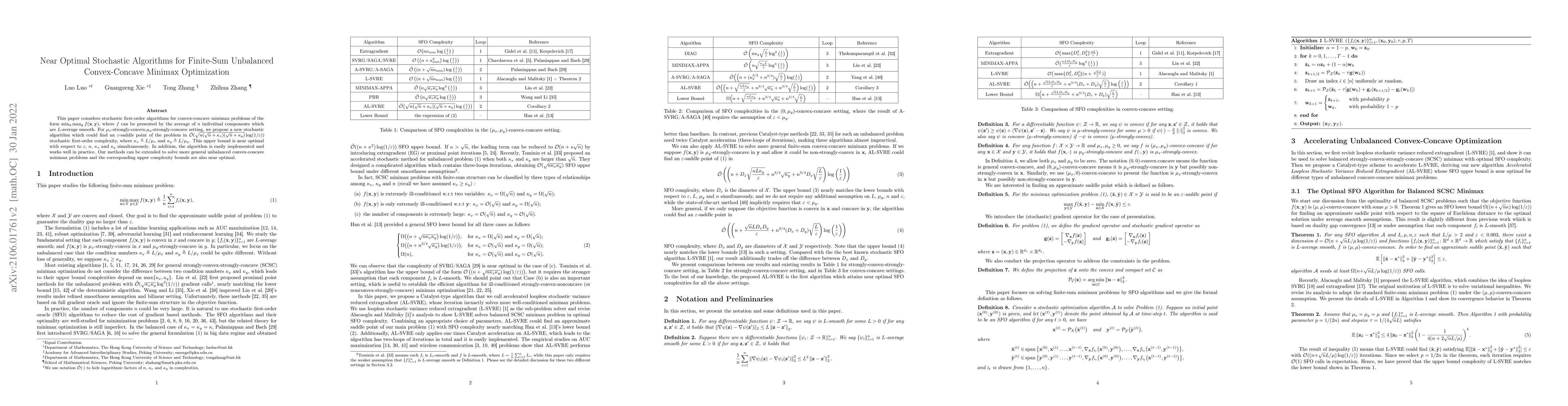 Thumbnail for Near Optimal Stochastic Algorithms for Finite-Sum Unbalanced
  Convex-Concave Minimax Optimization