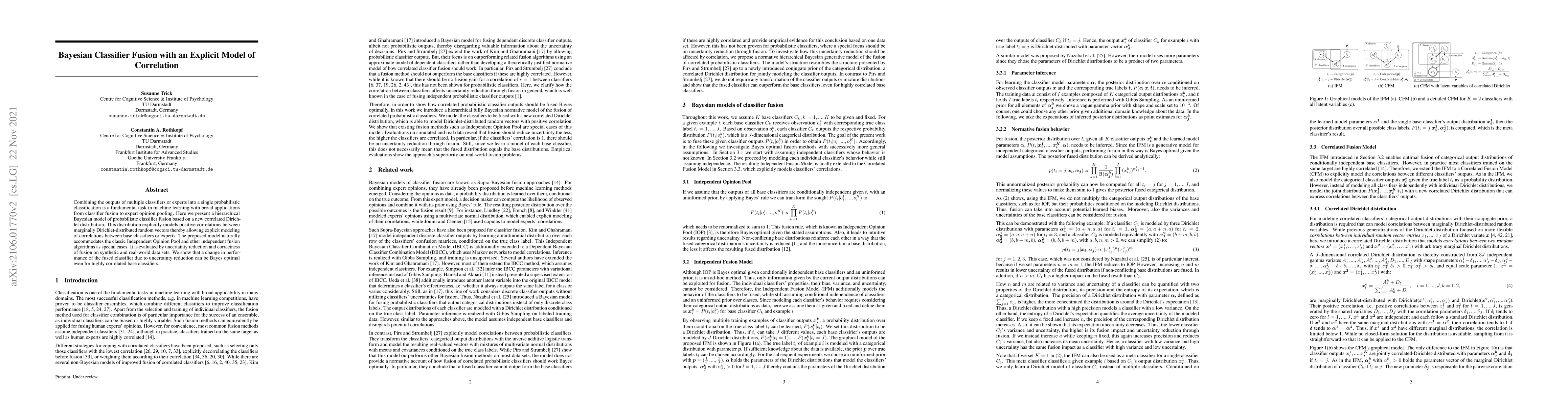 Thumbnail for Bayesian Classifier Fusion with an Explicit Model of Correlation