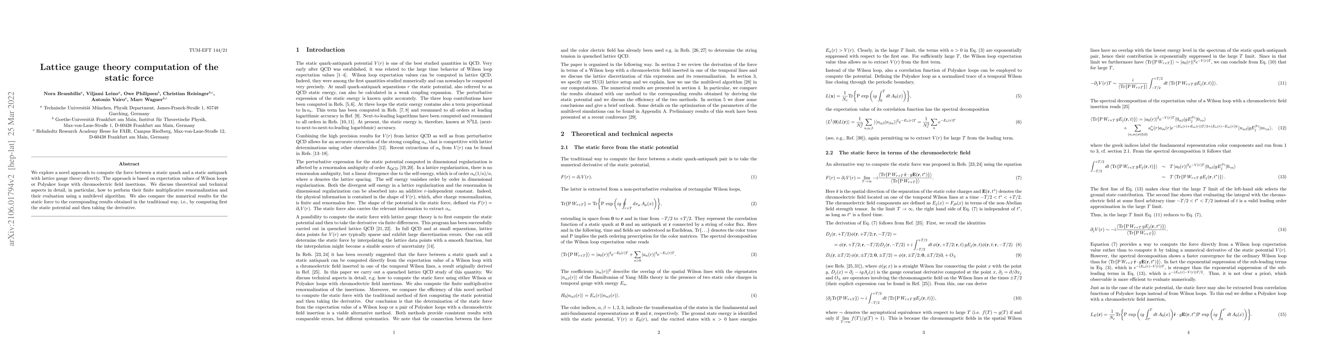 Thumbnail for Lattice gauge theory computation of the static force