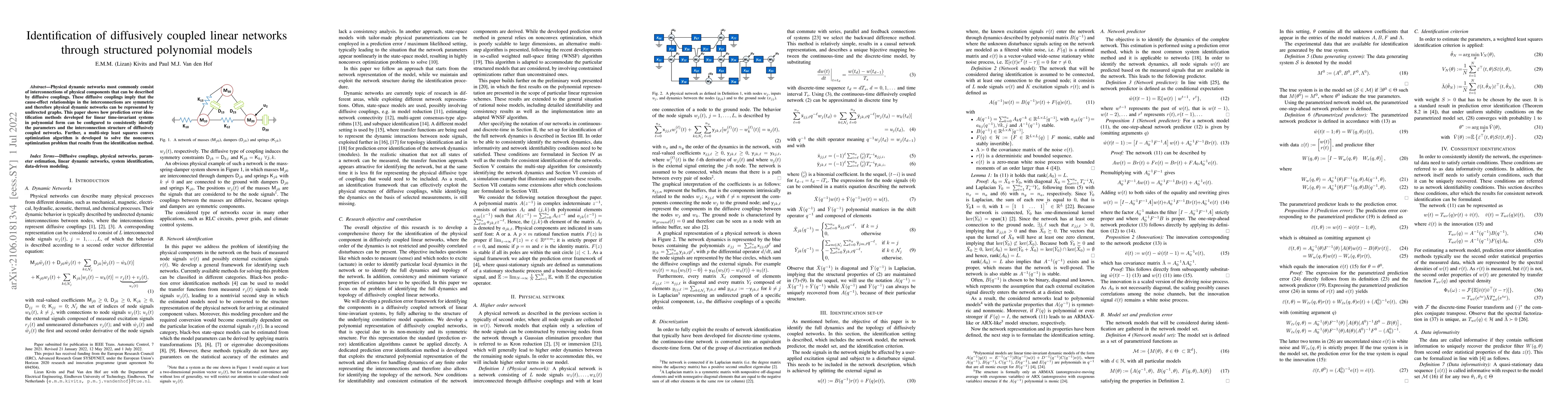 Thumbnail for Identification of diffusively coupled linear networks through structured
  polynomial models