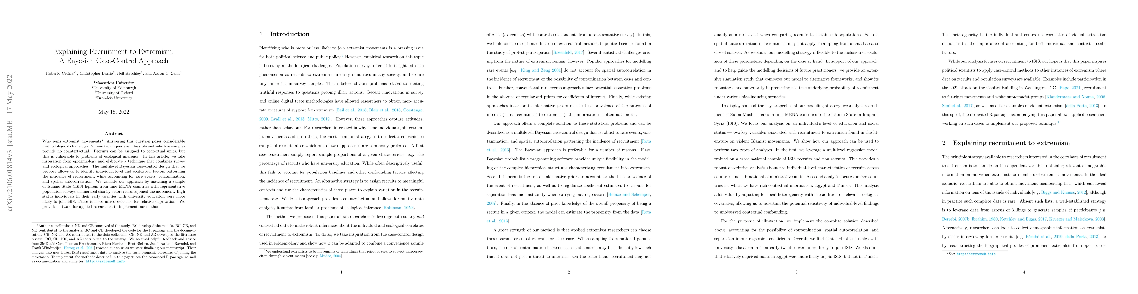 Thumbnail for Explaining Recruitment to Extremism: A Bayesian Case-Control Approach