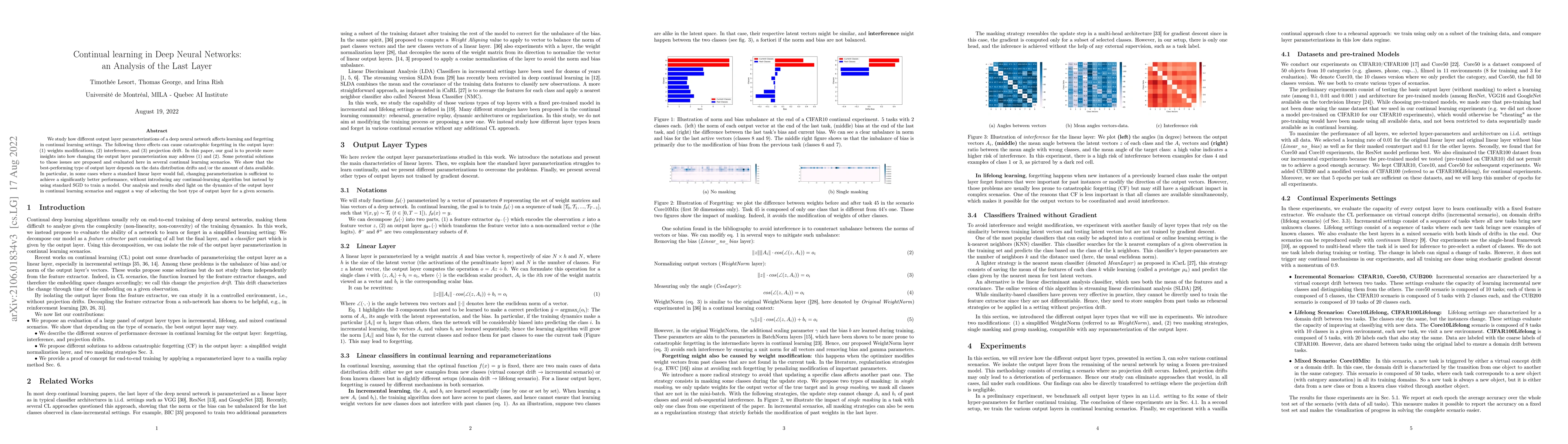 Thumbnail for Continual Learning in Deep Networks: an Analysis of the Last Layer
