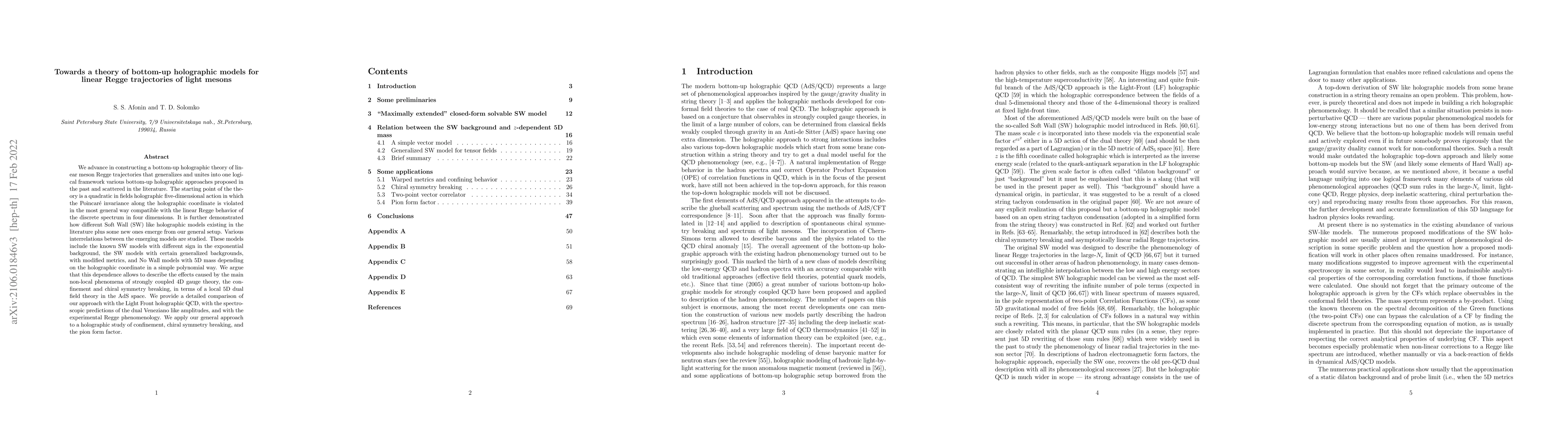 Thumbnail for Towards a theory of bottom-up holographic models for linear Regge
  trajectories of light mesons