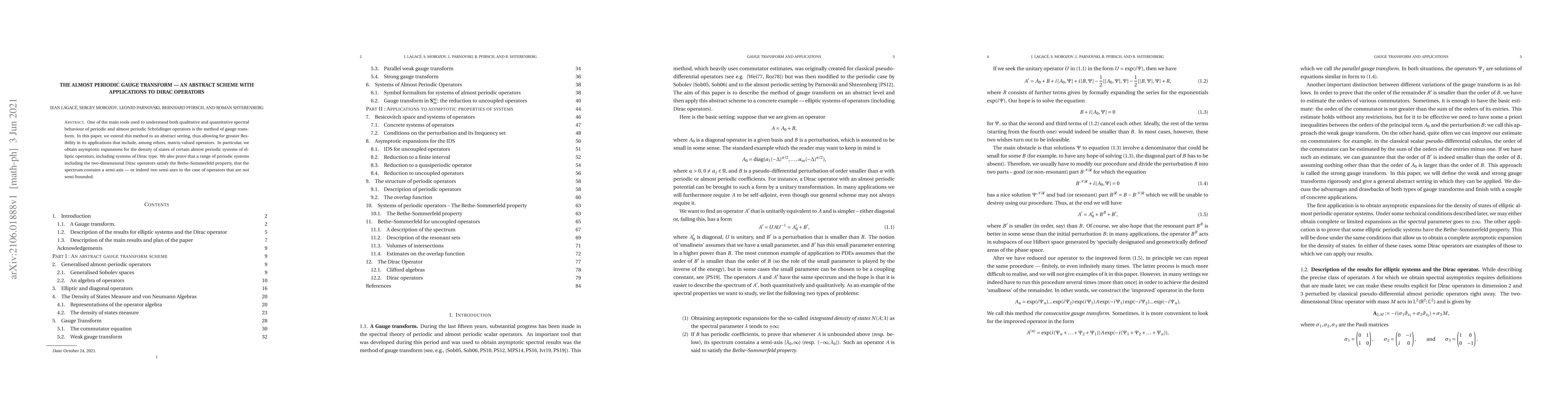 Thumbnail for The almost periodic gauge transform -- An abstract scheme with
  applications to Dirac Operators