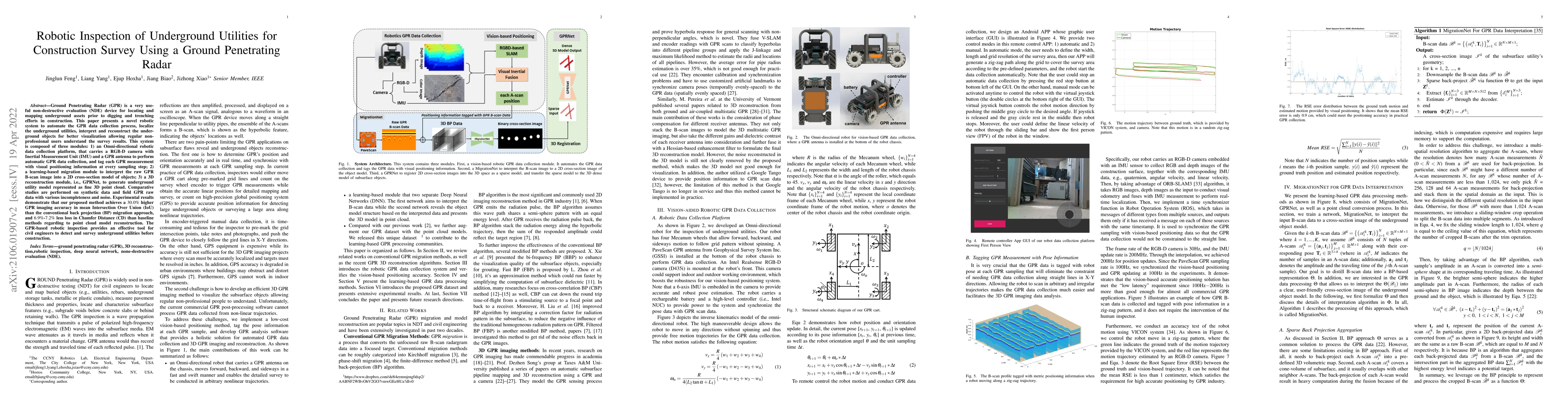 Thumbnail for Robotic Inspection of Underground Utilities for Construction Survey
  Using a Ground Penetrating Radar