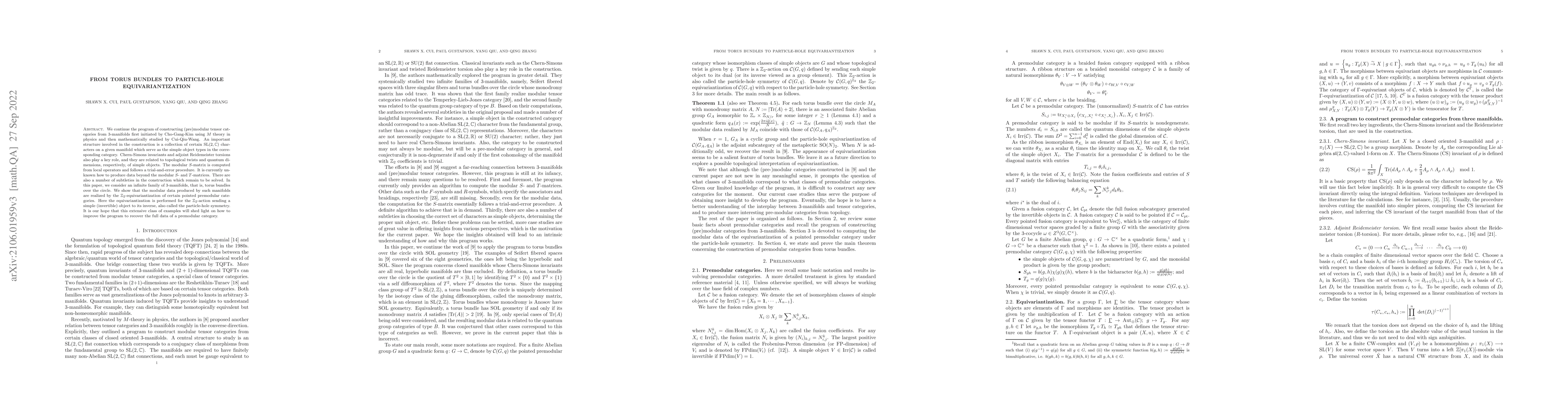 Thumbnail for From Torus Bundles to Particle-Hole Equivariantization