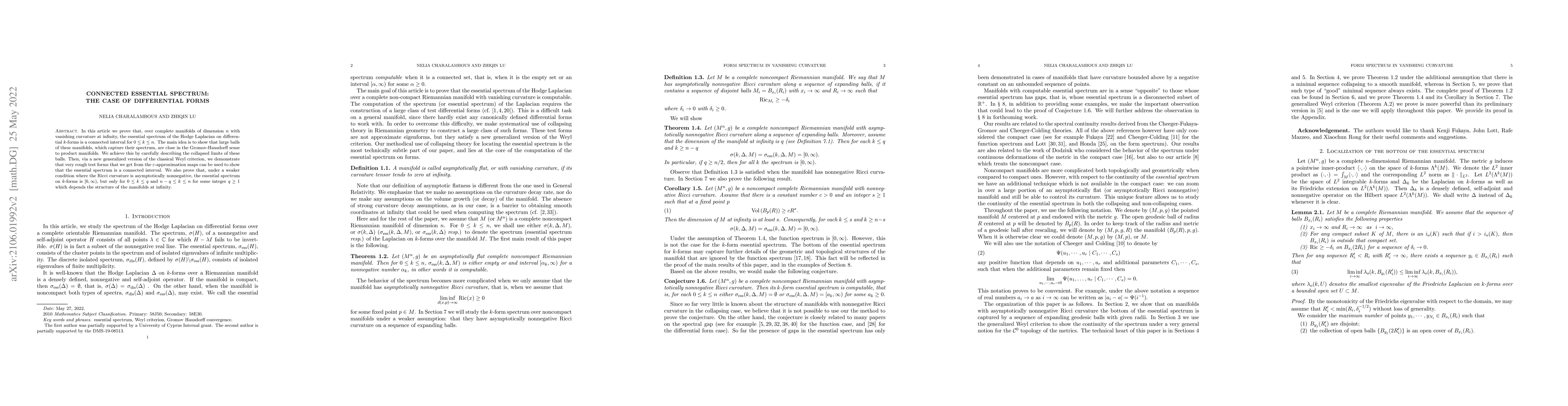 Thumbnail for Connected essential spectrum: the case of differential forms
