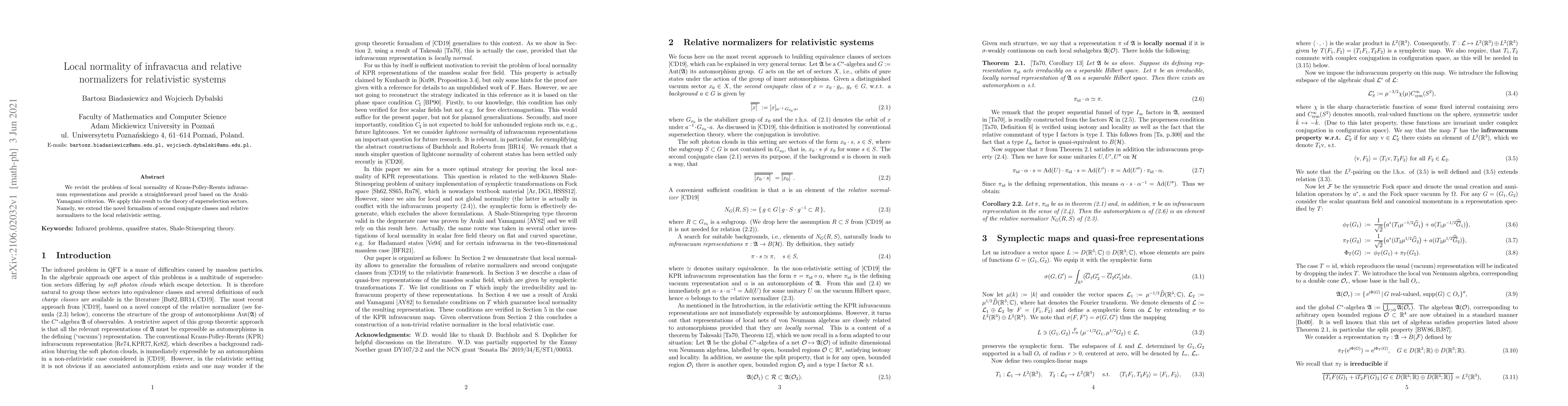 Thumbnail for Local normality of infravacua and relative normalizers for relativistic
  systems