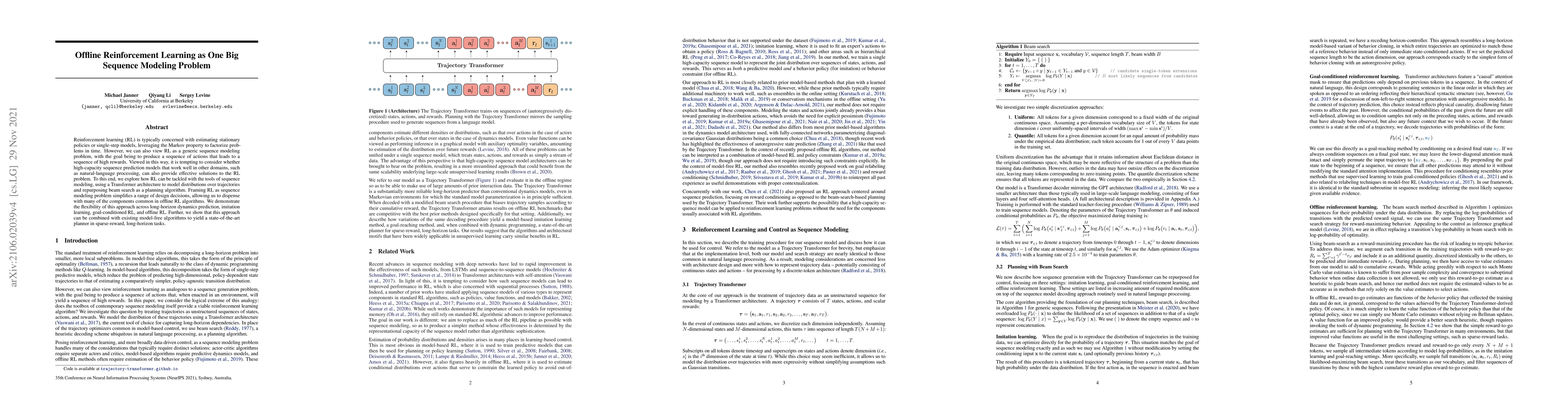 Thumbnail for Offline Reinforcement Learning as One Big Sequence Modeling Problem