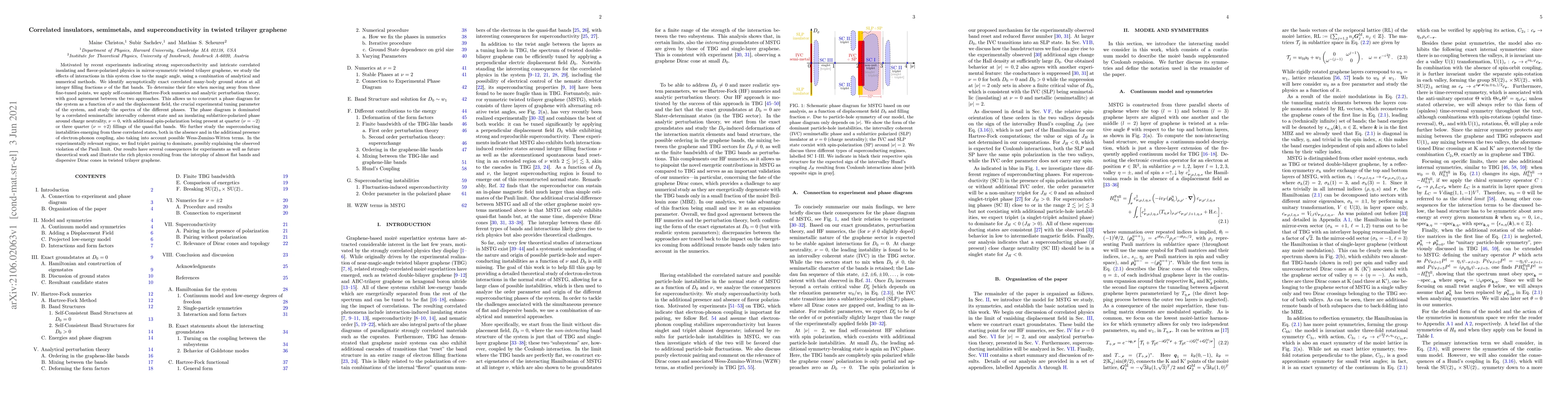 Thumbnail for Correlated insulators, semimetals, and superconductivity in twisted
  trilayer graphene