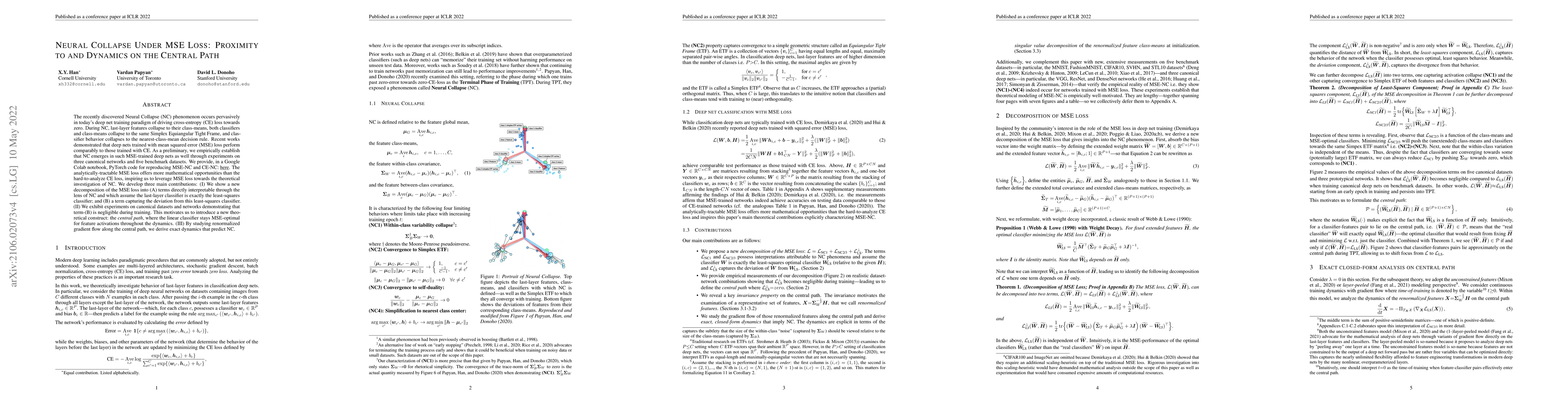 Thumbnail for Neural Collapse Under MSE Loss: Proximity to and Dynamics on the Central
  Path