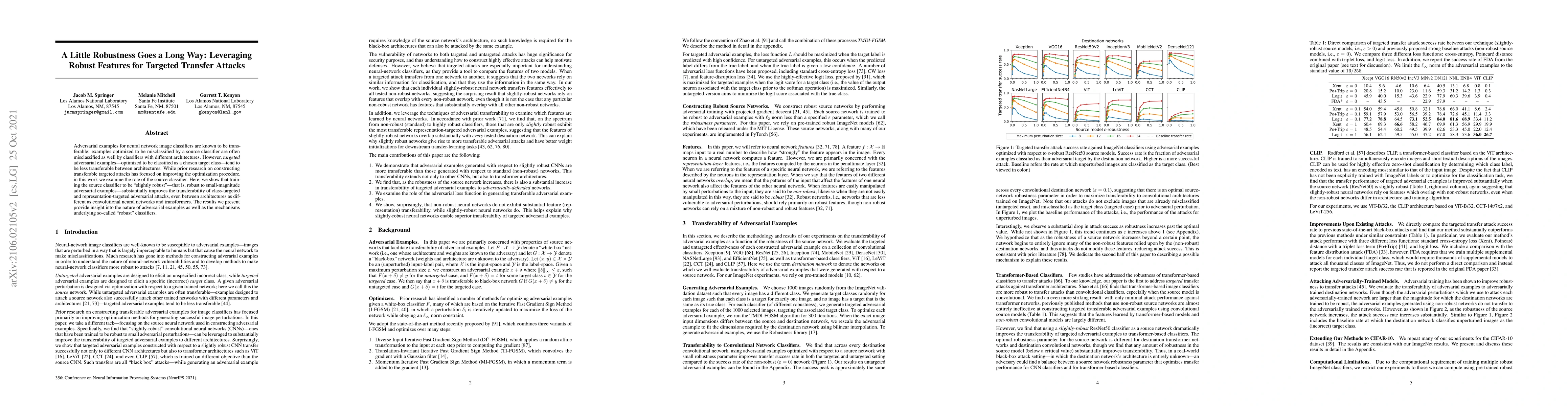 Thumbnail for A Little Robustness Goes a Long Way: Leveraging Robust Features for
  Targeted Transfer Attacks