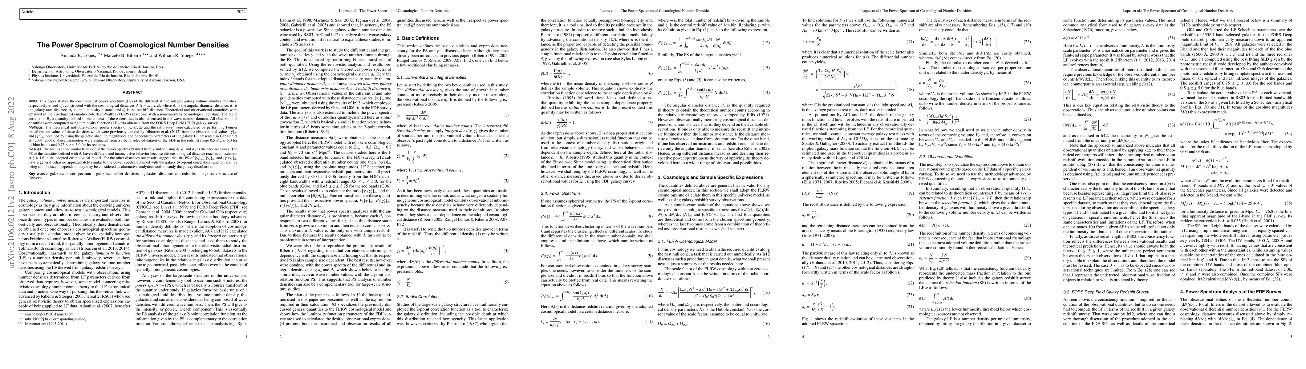 Thumbnail for The Power Spectrum of Cosmological Number Densities