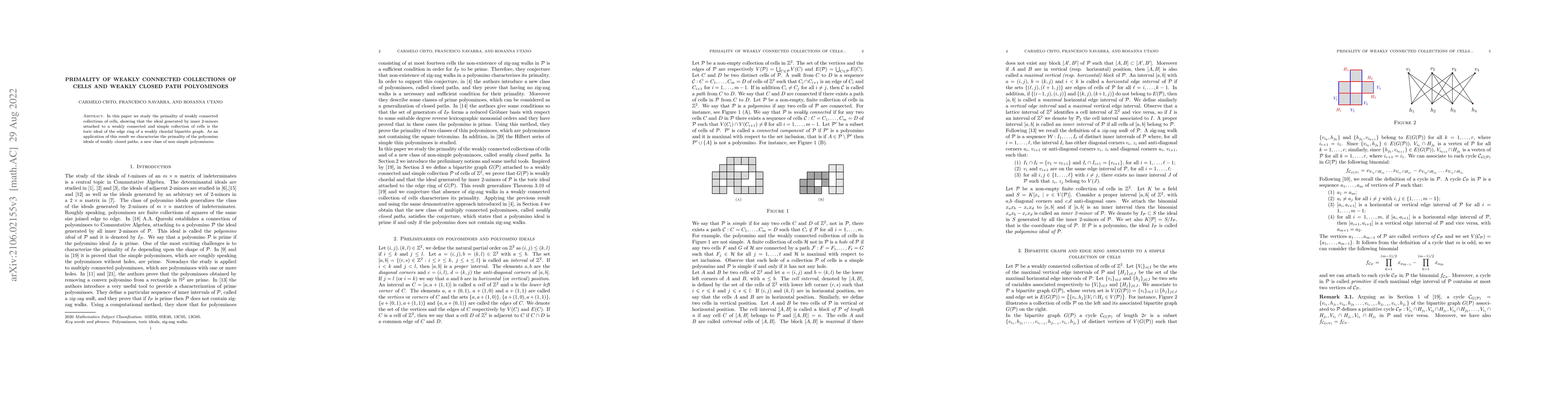 Thumbnail for Primality of weakly connected collections of cells and weakly closed
  path polyominoes