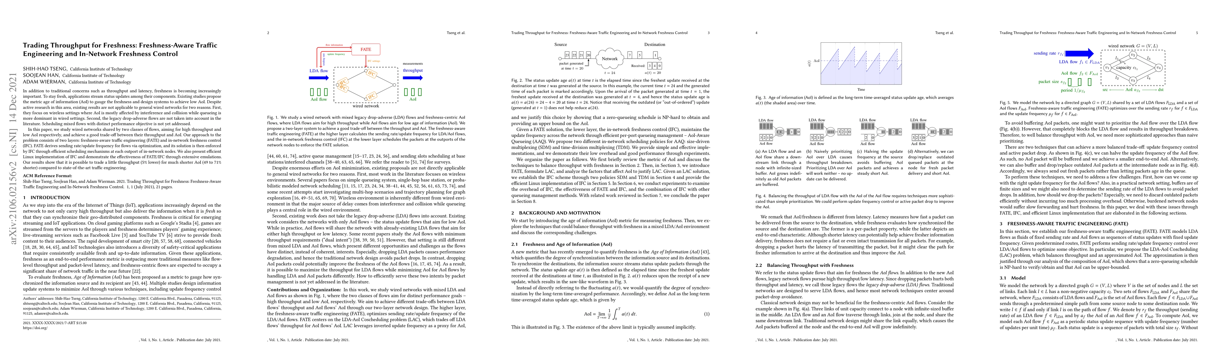 Thumbnail for Trading Throughput for Freshness: Freshness-Aware Traffic Engineering
  and In-Network Freshness Control